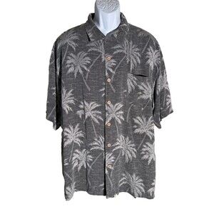 JAMAICA JAXX Men's Short Sleeve Button Down Floral Hawaiian Shirt Gray XL